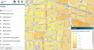 Screenshot des Energieatlas der eine Karte von Berlin mit verschiedenen Energieerzeugungsanlagen zeigt